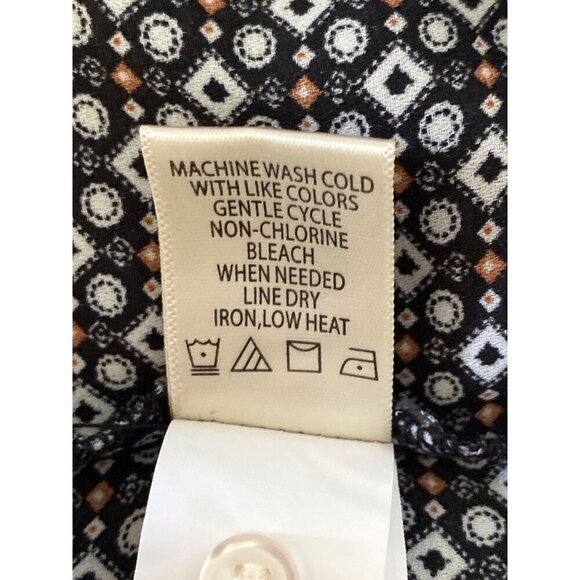 Max Studio Geometric Print Blouse Button Front Balloon Sleeves, Women's Size L - Picture 9 of 9